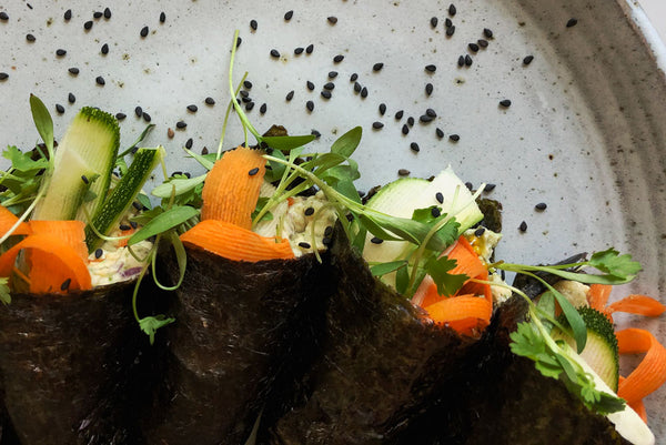 Mock tuna hand roll recipe by Meredith Baird Figone