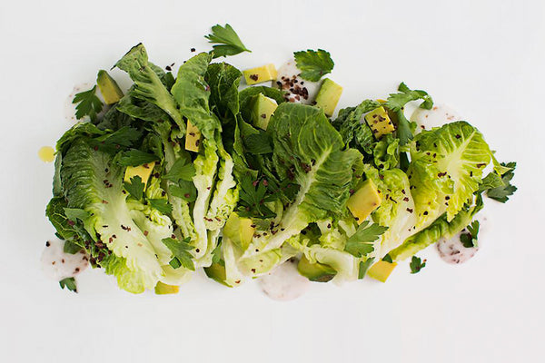Coconut caesar salad recipe by vegan chef Meredith Baird Figone
